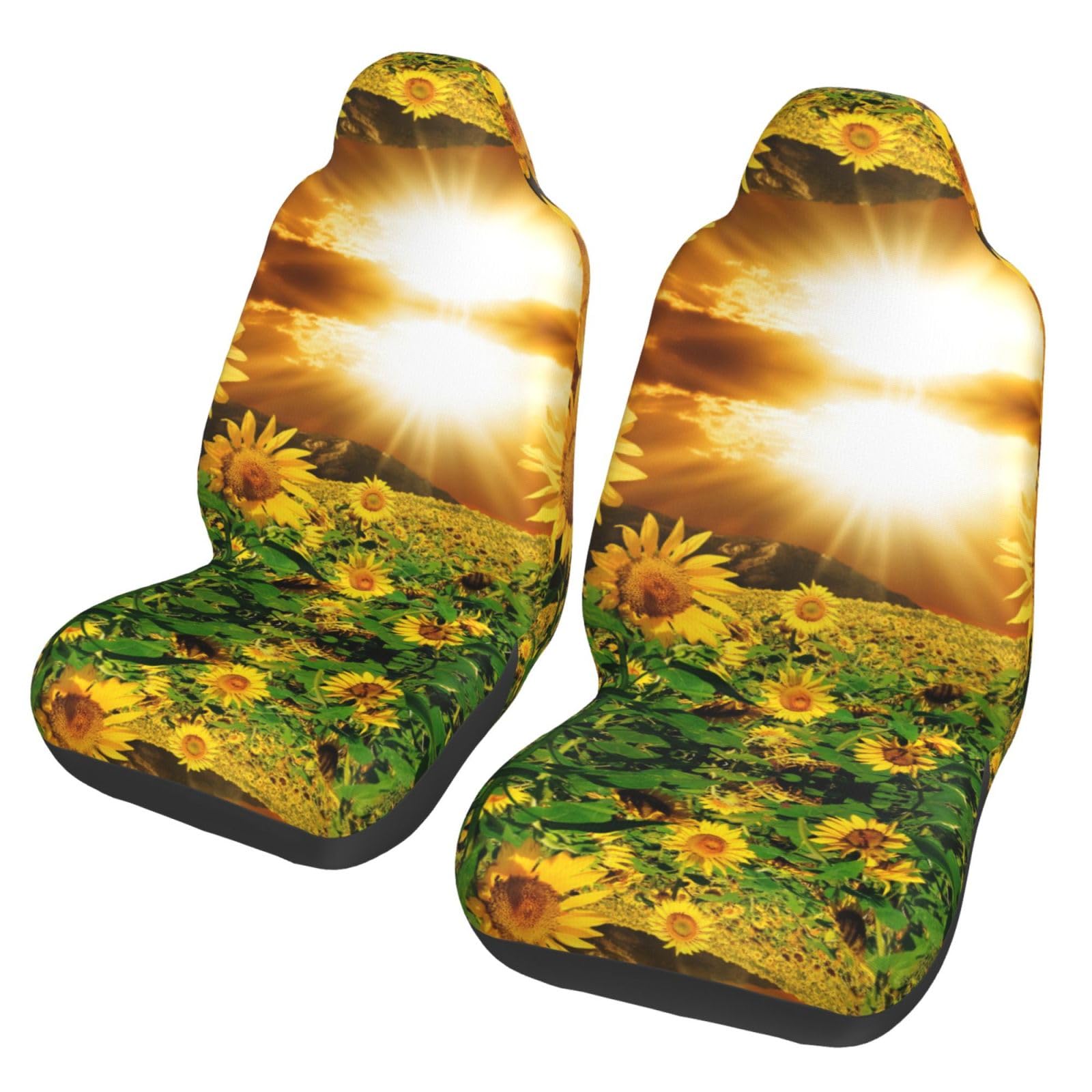 WXWJSHMGC Autositzbezüge, Sonnenblumen-Druck, Autositzschutz, Vordersitzbezüge, SUV, LKW, Transporter, Auto, Universal-Sitzbezüge (2 Stück) von WXWJSHMGC