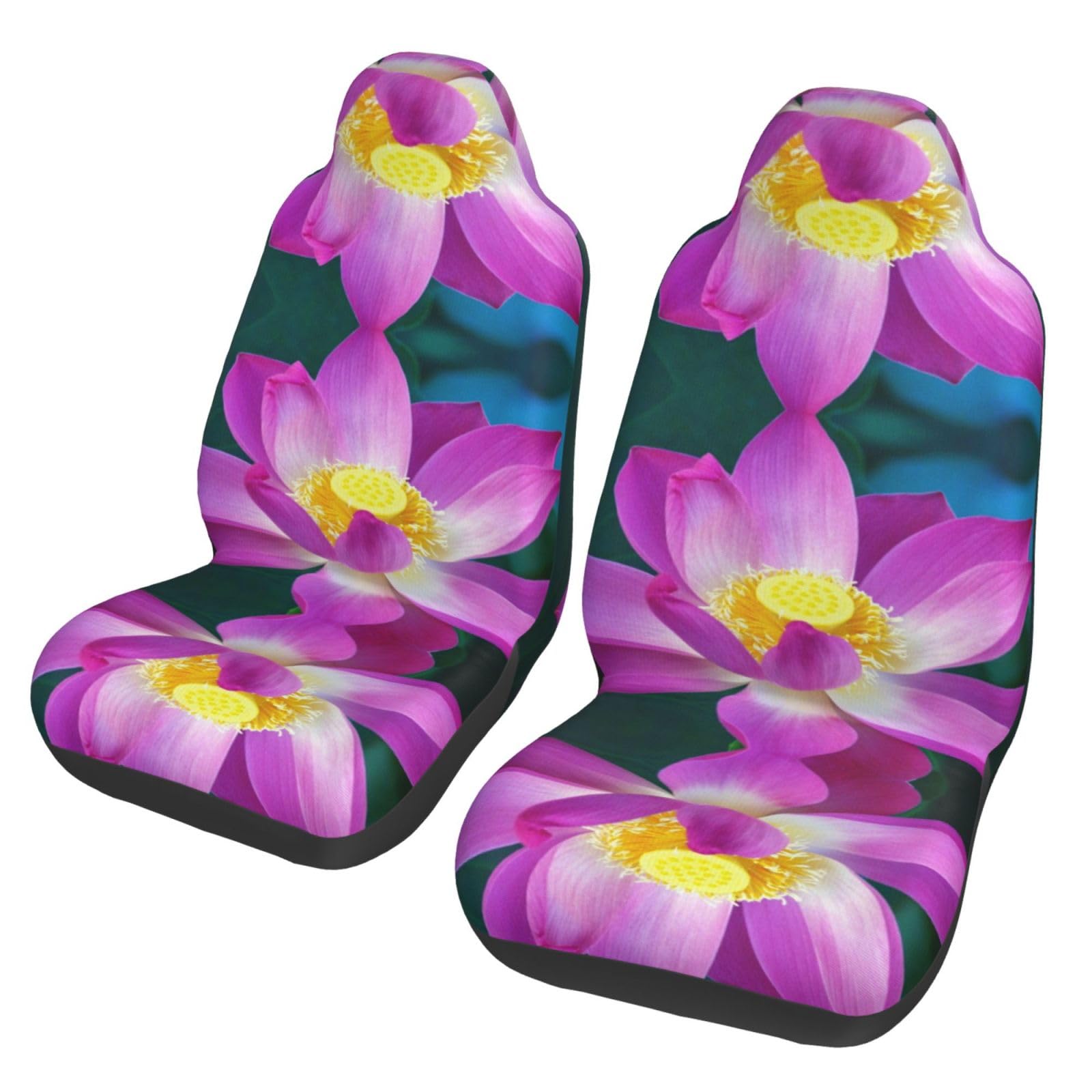 WXWJSHMGC Autositzbezug mit Lotusblumen-Druck, Autositzschutz, Vordersitzbezüge, SUV/LKW/Van/Auto, Universal-Sitzbezüge (2 Stück) von WXWJSHMGC