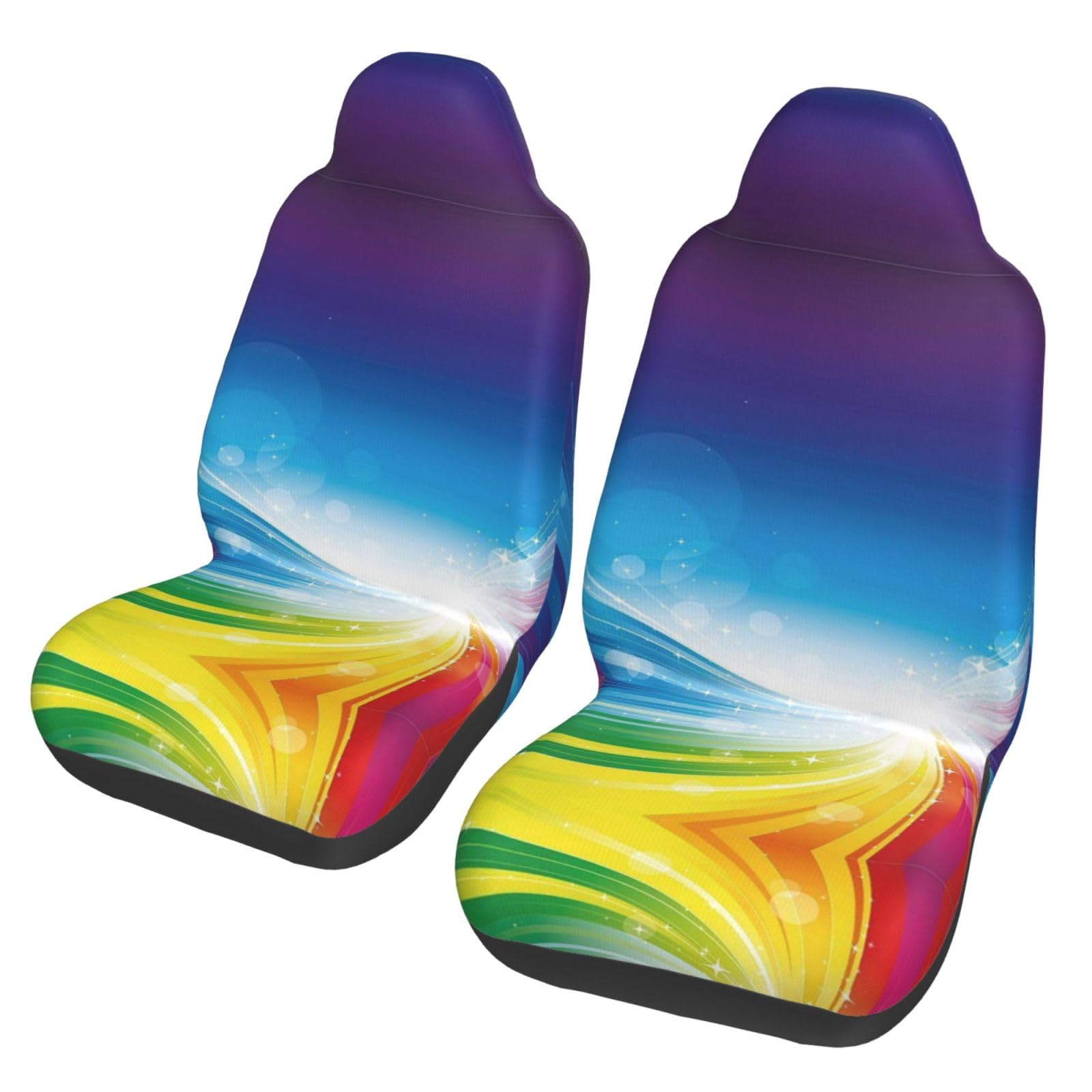 WXWJSHMGC Autositzbezug mit Regenbogen-Hintergrunddruck, Autositzschutz, Vordersitzbezug-Set, SUV/LKW/Van/Auto, Universal-Sitzbezüge (2 Stück) von WXWJSHMGC