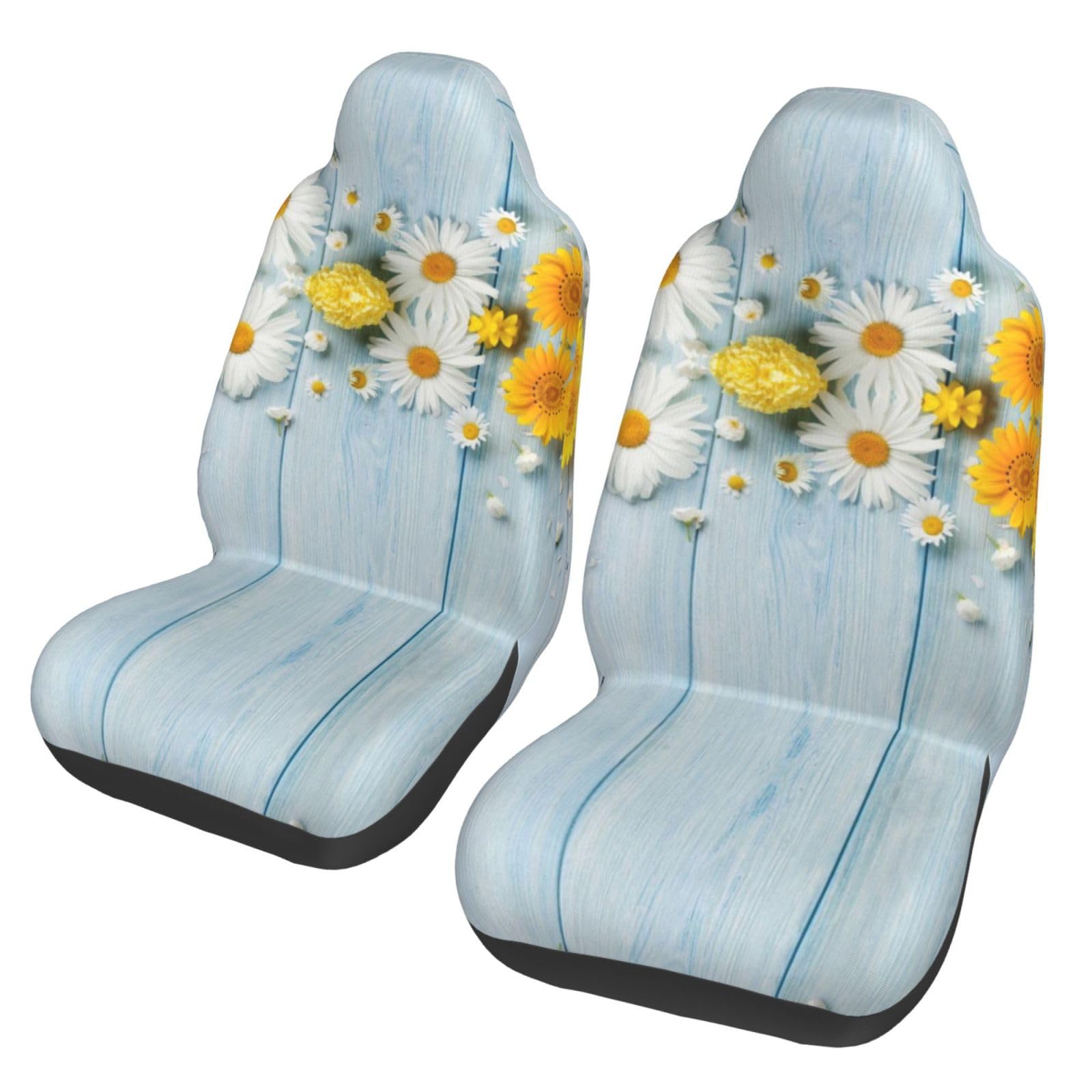 WXWJSHMGC Eleganter Autositzbezug mit Frühlingsblumen-Druck, Autositzbezug, Vordersitzbezug, SUV, LKW, Van, Auto, Universal-Sitzbezüge (2 Stück) von WXWJSHMGC