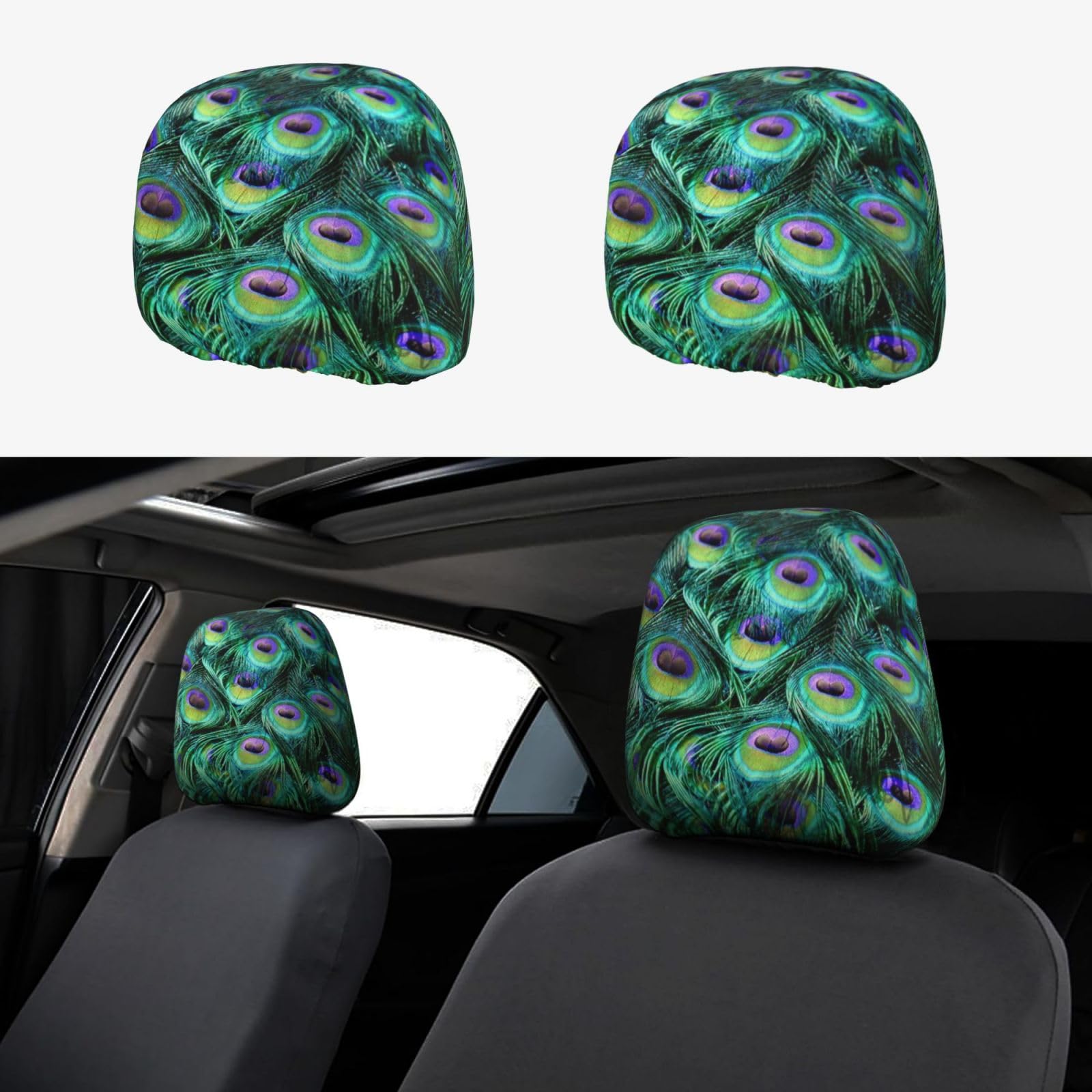 WXWJSHMGC Kopfstützenbezug für Autositz, Pfauengrün, Federdruck, personalisierbar, 2 Stück WXWJSHMGC Kopfstützenbezug für Autositz, Pfauengrün, Federdruck, personalisierbar, 2 Stück von WXWJSHMGC