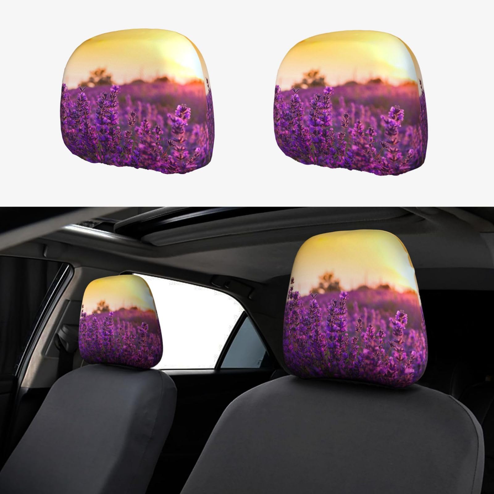 WXWJSHMGC Kopfstützenbezug für Autositz, personalisierbar, Lavendel-Druck, 2 Stück WXWJSHMGC Kopfstützenbezug für Autositz, personalisierbar, Lavendel-Druck, 2 Stück von WXWJSHMGC