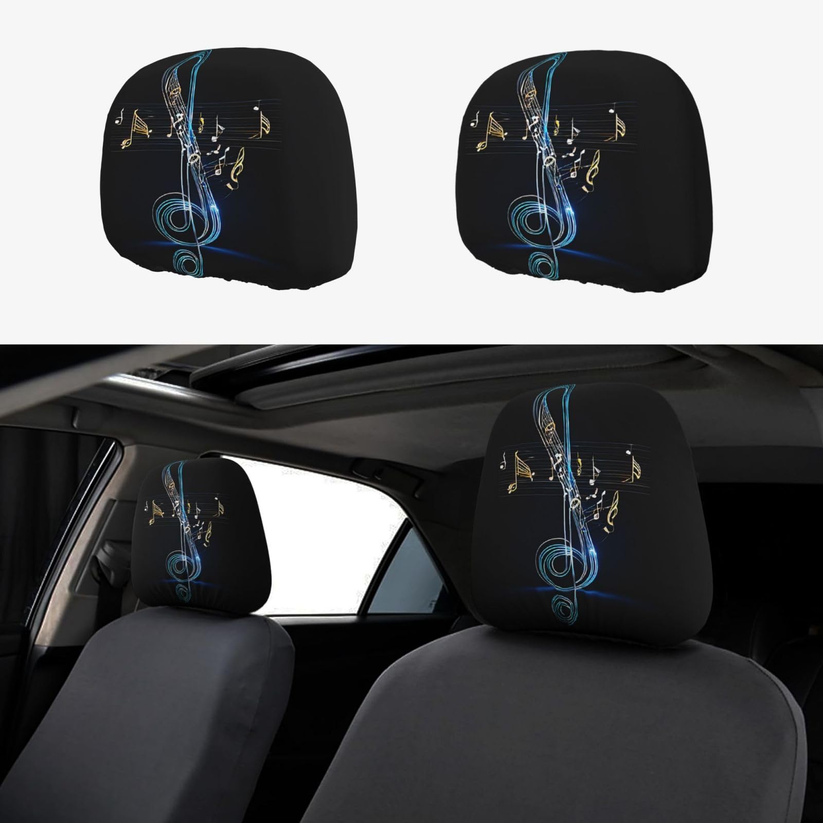 WXWJSHMGC Kopfstützenbezug für Autositz mit buntem Musikdruck, personalisierbar, 2 Stück WXWJSHMGC Kopfstützenbezug für Autositz mit buntem Musikdruck, personalisierbar, 2 Stück von WXWJSHMGC
