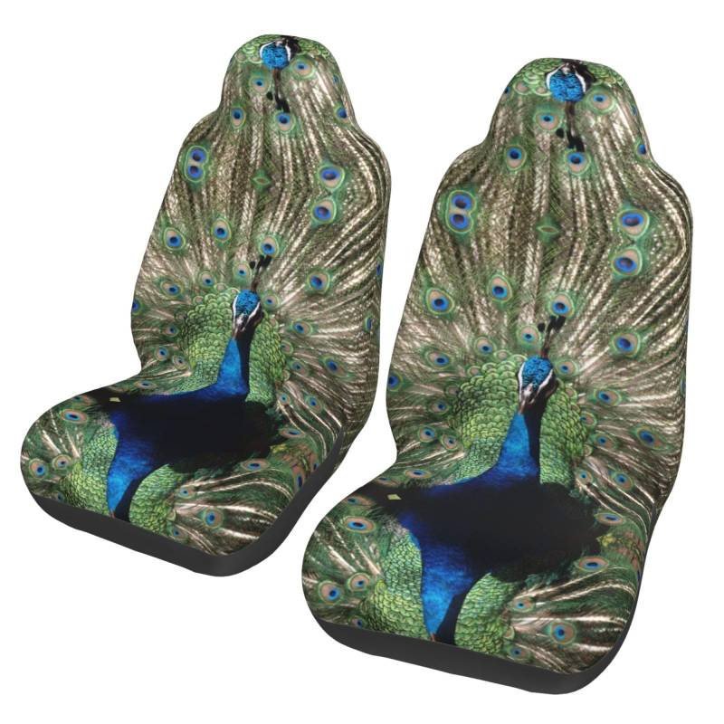 WXWJSHMGC The Peacock Print Autositzbezüge, Autositzschutz, Vordersitzbezüge, SUV, LKW, Van, Auto, Universal-Sitzbezüge (2 Stück) von WXWJSHMGC