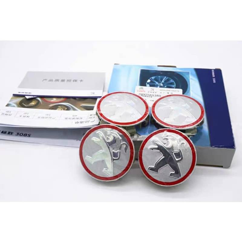 4 Stück Auto Radnabenkappen Center Caps Nabendeckel, für Peugeot 60MM Wheel Center Caps Auto Dekoration Abzeichen Zubehör von WYGCPZDJ