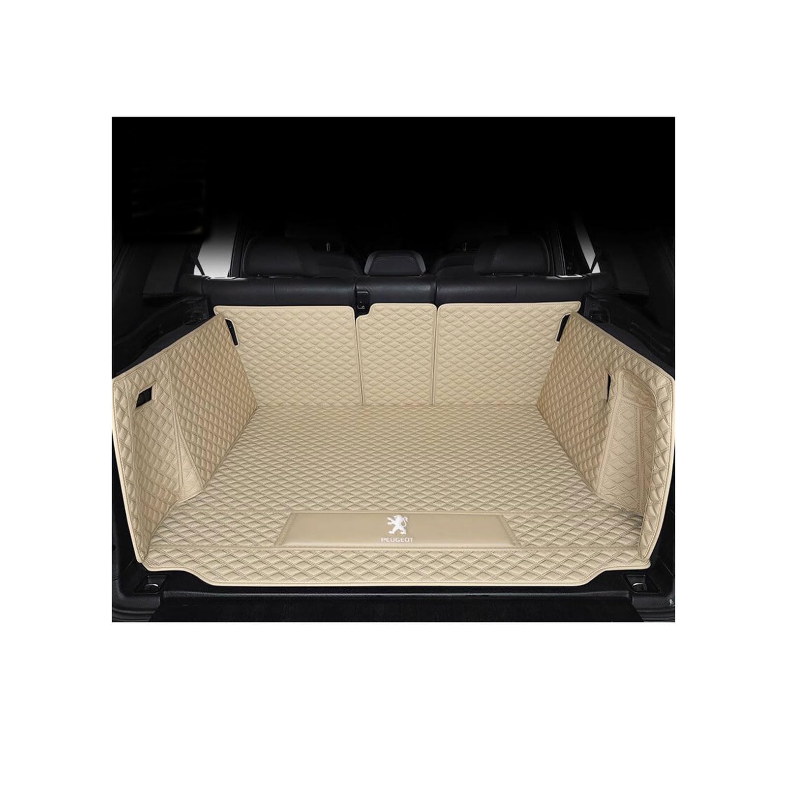 Kofferraummatte für Peugeot 108 Hatch Schrägheck (2014–2019), rutschfeste und Kratzfeste Kofferraummatte,Fullyenclosed-Beige von WYGCPZDJ