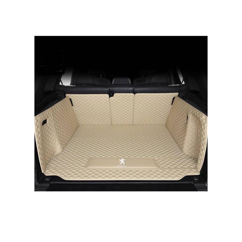 Kofferraummatte für Peugeot 108 Hatch Schrägheck (2014–2019), rutschfeste und Kratzfeste Kofferraummatte,Fullyenclosed-Beige von WYGCPZDJ