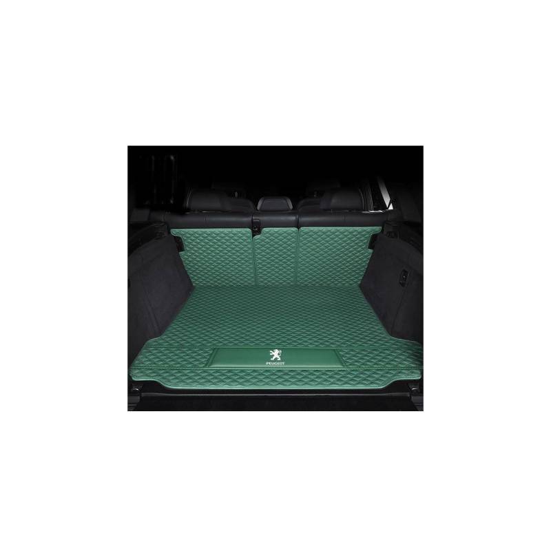 Kofferraummatte für Peugeot 108 Hatch Schrägheck (2014–2019), rutschfeste und Kratzfeste Kofferraummatte,Fullyenclosed-Green von WYGCPZDJ