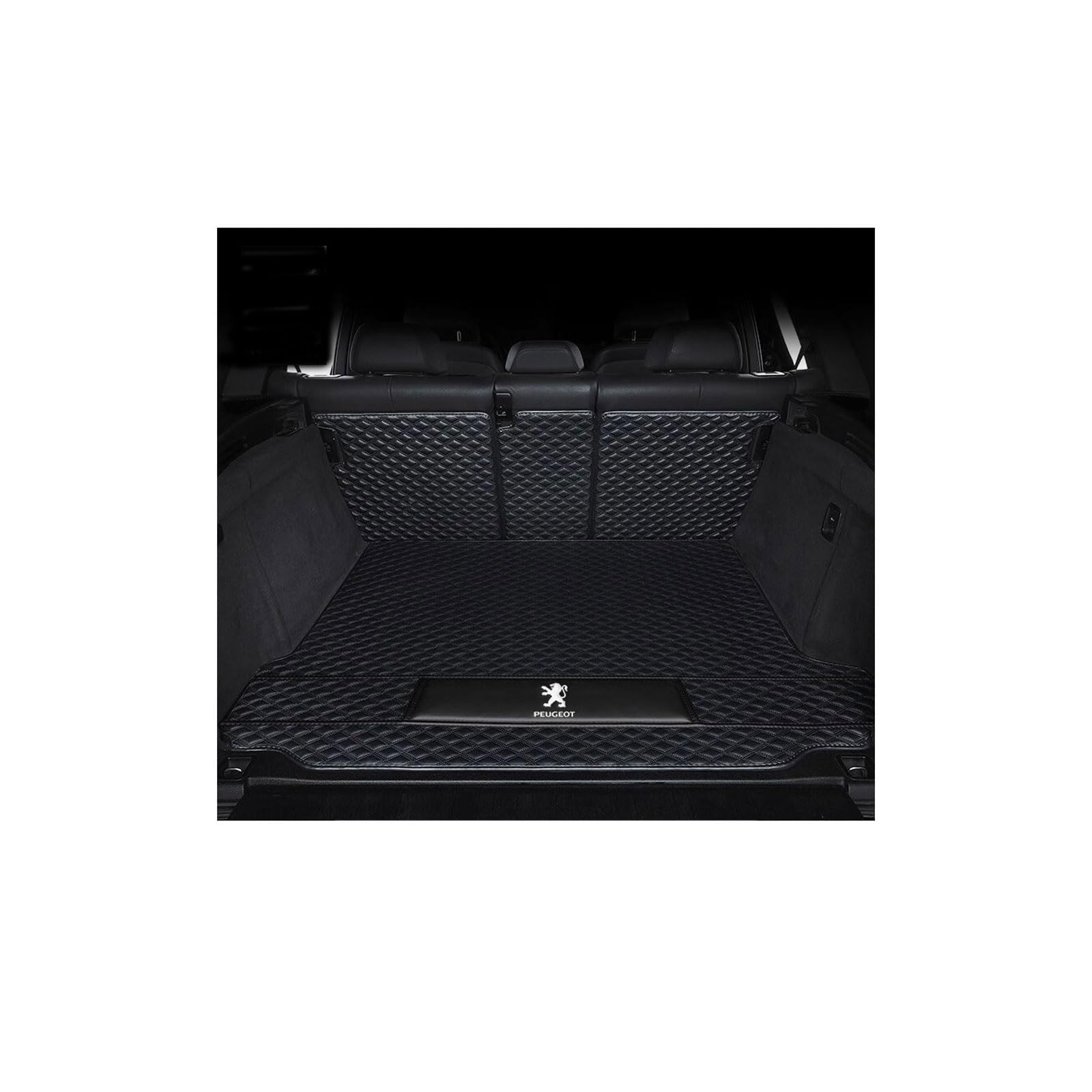 Kofferraummatte für Peugeot 108 Hatch Schrägheck (2014–2019), rutschfeste und Kratzfeste Kofferraummatte,Maincushion+backrest-Black von WYGCPZDJ