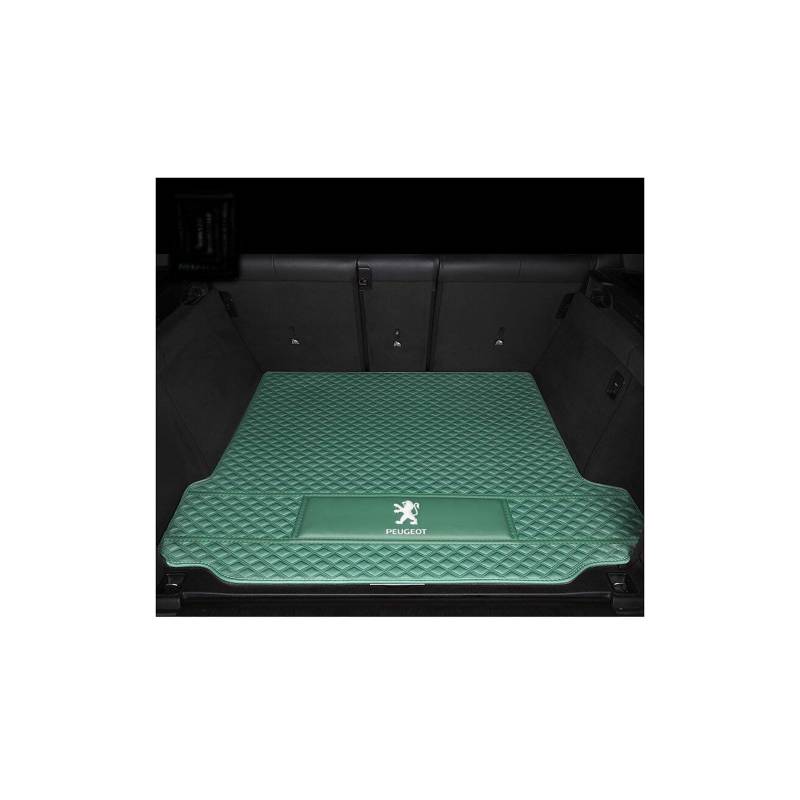 Kofferraummatte für Peugeot 108 Hatch Schrägheck (2014–2019), rutschfeste und Kratzfeste Kofferraummatte,Maincushion+backrest-Green von WYGCPZDJ