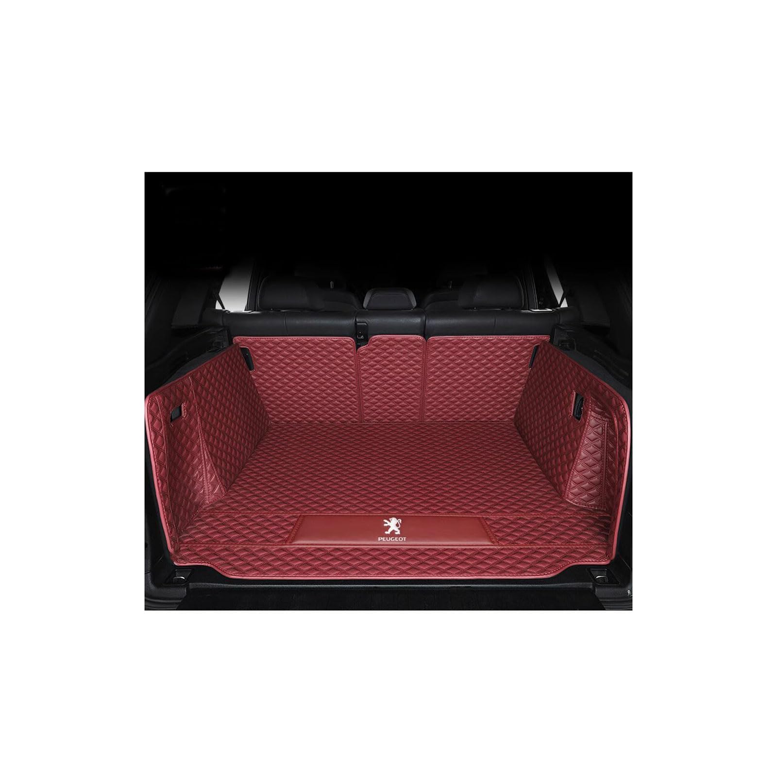 Kofferraummatte für Peugeot 2008 I (2013, 2014, 2015, 2016, 2017, 2018, 2019), rutschfeste und Kratzfeste Kofferraummatte,Fullyenclosed-Wine-red von WYGCPZDJ