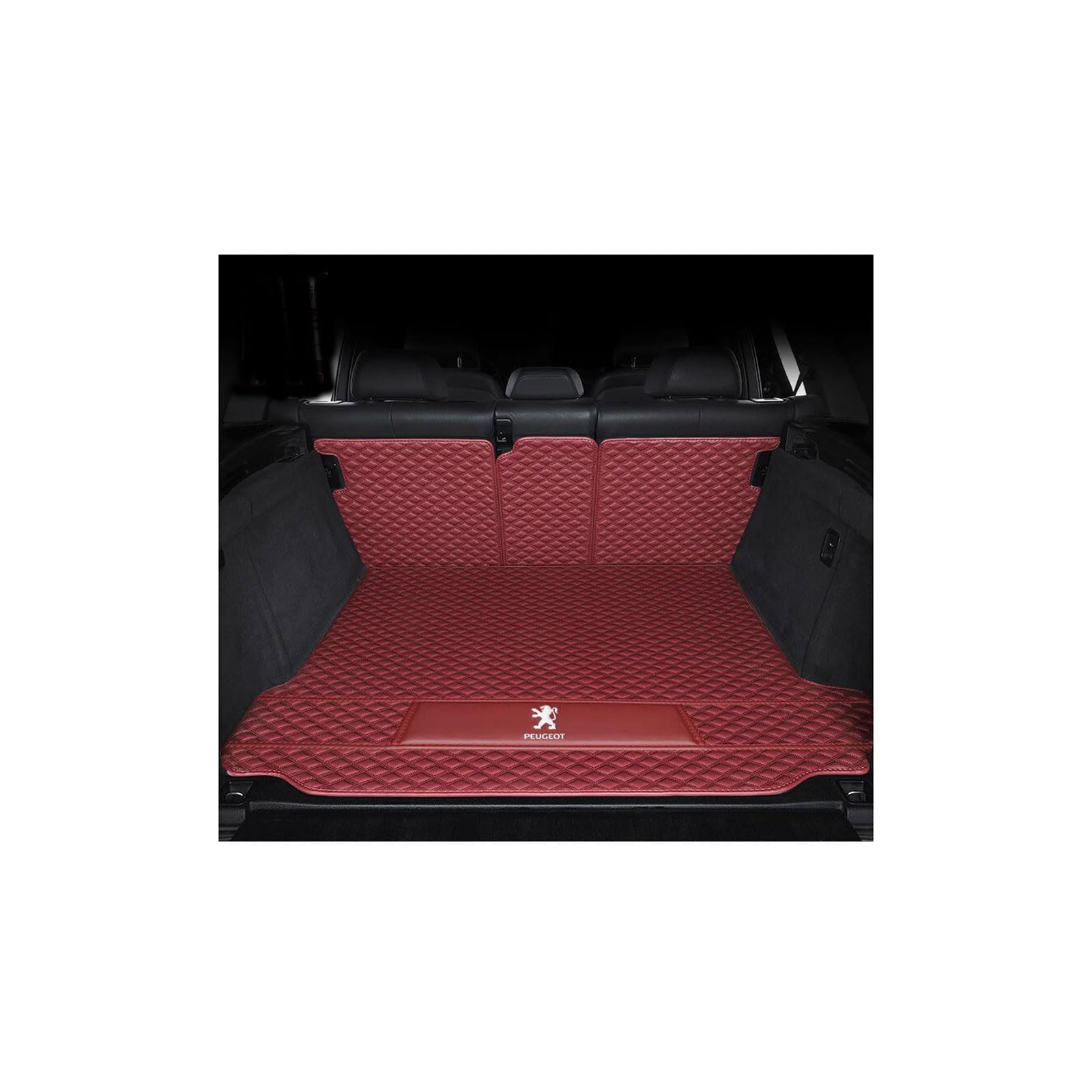Kofferraummatte für Peugeot 2008 I (2013, 2014, 2015, 2016, 2017, 2018, 2019), rutschfeste und Kratzfeste Kofferraummatte,Maincushion+backrest-Wine-red von WYGCPZDJ