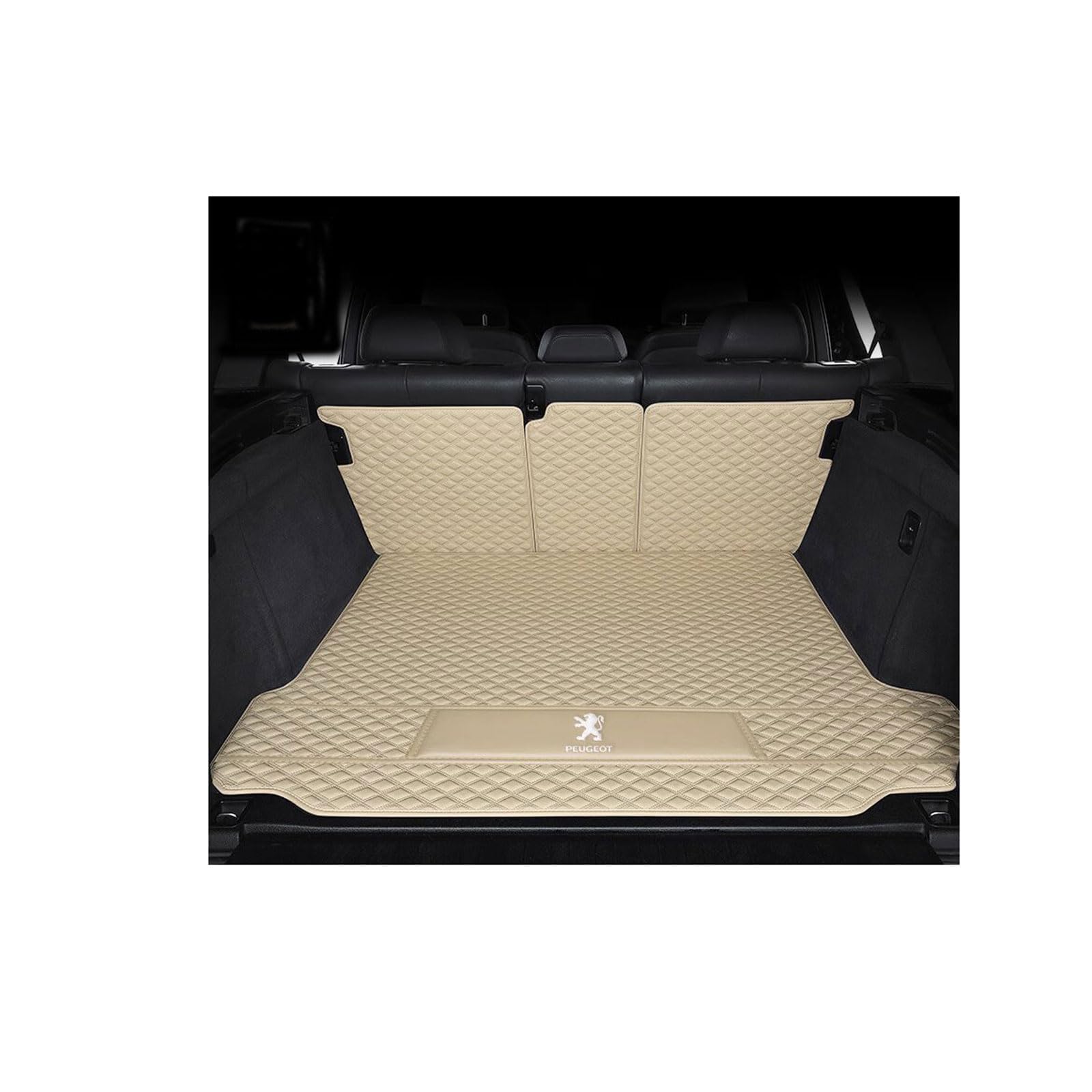 Kofferraummatte für Peugeot 2008 II (2019–2020), rutschfest und Kratzfest,Maincushion+backrest-Beige von WYGCPZDJ