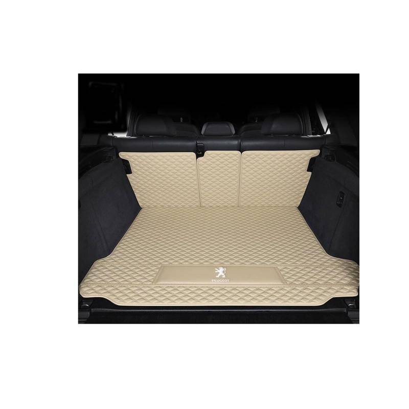 Kofferraummatte für Peugeot 2008 II (2019–2020), rutschfest und Kratzfest,Maincushion+backrest-Beige von WYGCPZDJ