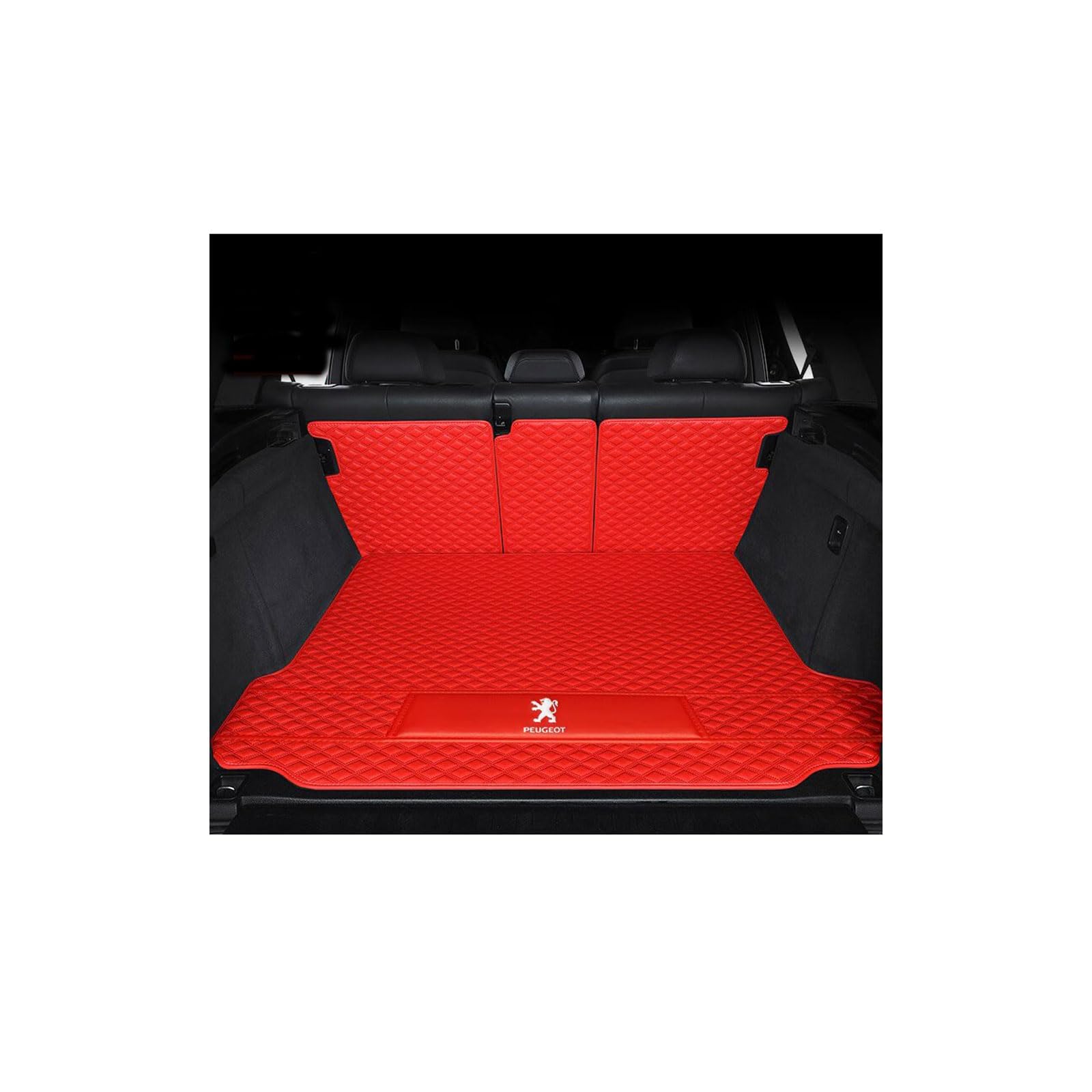 Kofferraummatte für Peugeot 301 (2012–2017), rutschfest und Kratzfest,Maincushion+backrest-Red von WYGCPZDJ