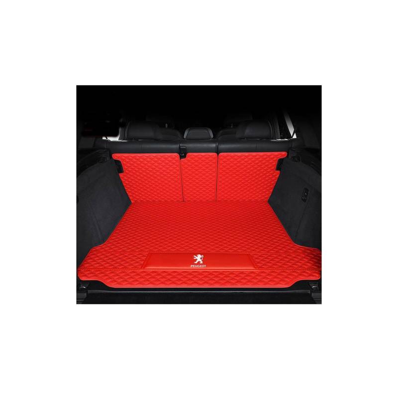 Kofferraummatte für Peugeot 301 (2012–2017), rutschfest und Kratzfest,Maincushion+backrest-Red von WYGCPZDJ