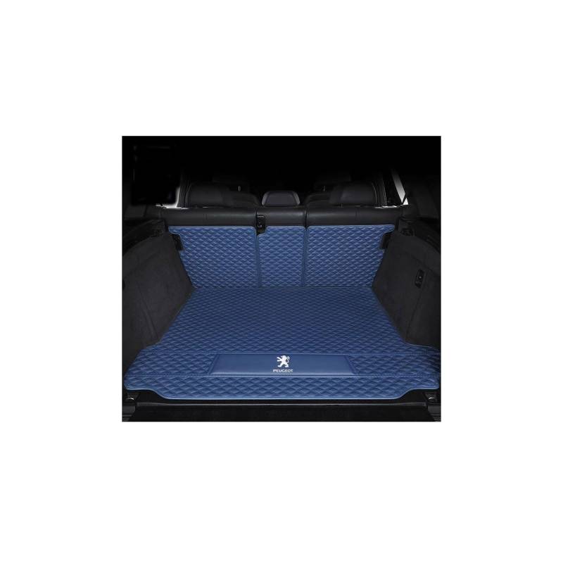 Kofferraummatte für Peugeot 5008 II (2016-2020, 2021, 2022, 2023, 2024), rutschfest und Kratzfest, Autoinnenausstattung,Maincushion+backrest-Blue von WYGCPZDJ