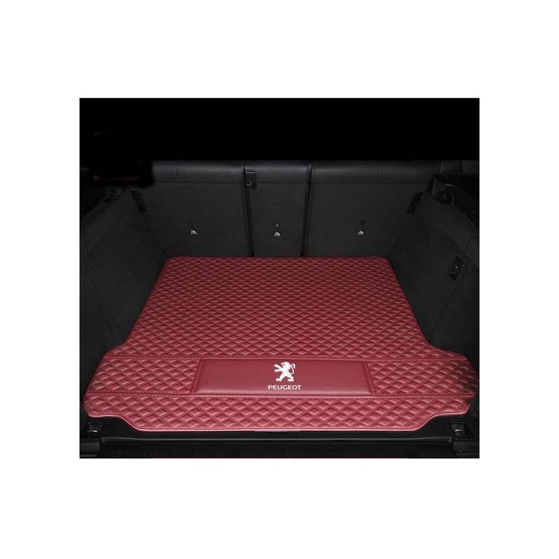 Kofferraummatte für Peugeot RZC 2010, 2011, 2012, 2013, 2014, 2015, rutschfeste und Kratzfeste Kofferraummatte,Mainpad-Wine-red von WYGCPZDJ