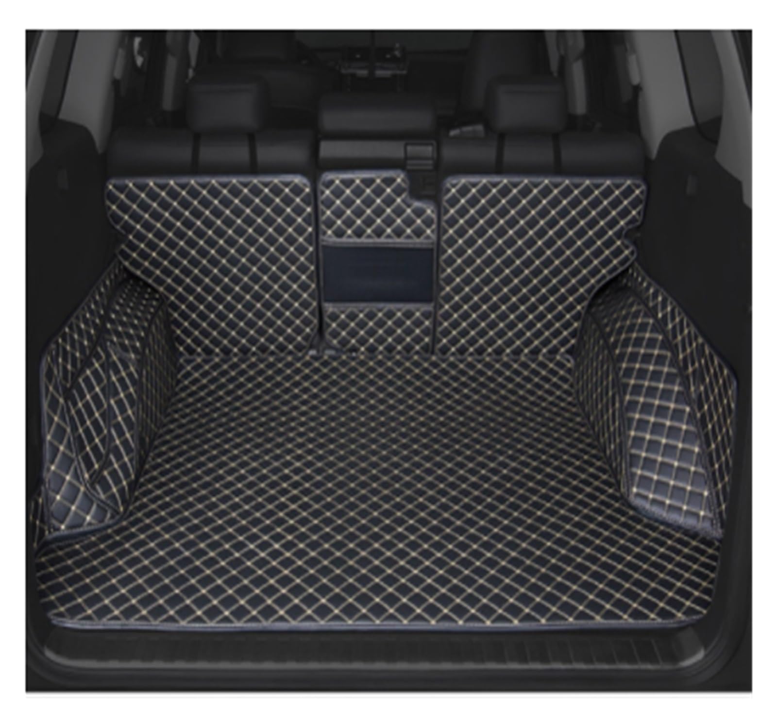 Kofferraumwanne Schutzmatte Auto-Kofferraum-Matten Anti-Schmutz-Schutz-Tablett Cargo-Liner Styling Für Toyota Für Prado 150 2010 2011 2012 2013 2017 2018 Auto Kofferraummatten(Black Beige) von WYLWSHA