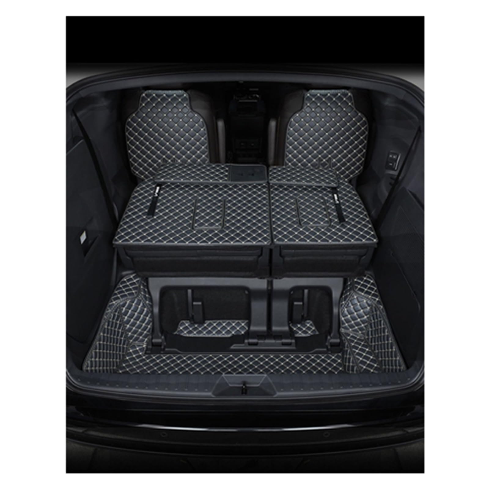 Kofferraumwanne Schutzmatte Auto-Kofferraum-Matten Anti-Schmutz-Schutz-Tablett Cargo-Liner Zubehör Für Toyota Für Sienna 2021 Auto Kofferraummatten(2 Black beige) von WYLWSHA