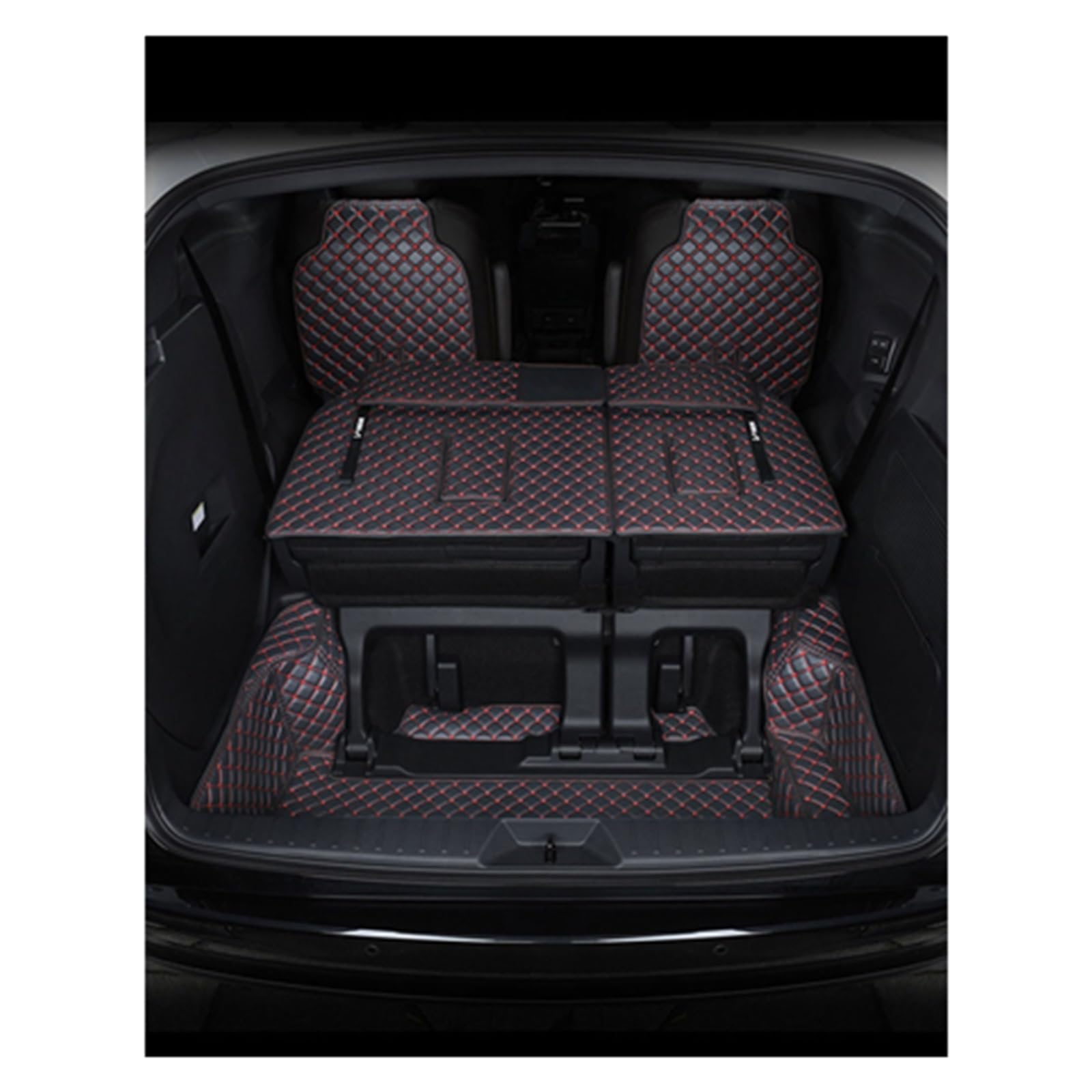Kofferraumwanne Schutzmatte Auto-Kofferraum-Matten Anti-Schmutz-Schutz-Tablett Cargo-Liner Zubehör Für Toyota Für Sienna 2021 Auto Kofferraummatten(2 Black red) von WYLWSHA