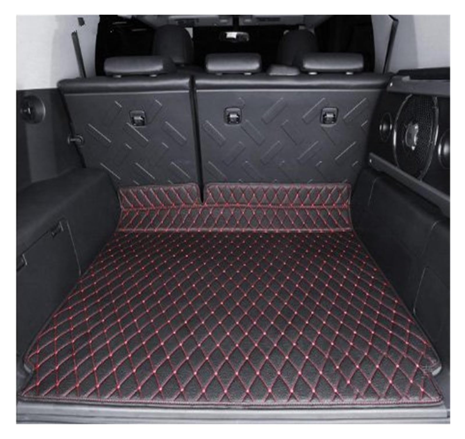 Kofferraumwanne Schutzmatte Auto-Kofferraum-Matten Teppich-Pads Für Toyota Für FJ Für Cruiser 2008 2009 2010 2011 2012 2013 2014 2015 2016 2017 2018 2019 Auto Kofferraummatten(1 Black red) von WYLWSHA