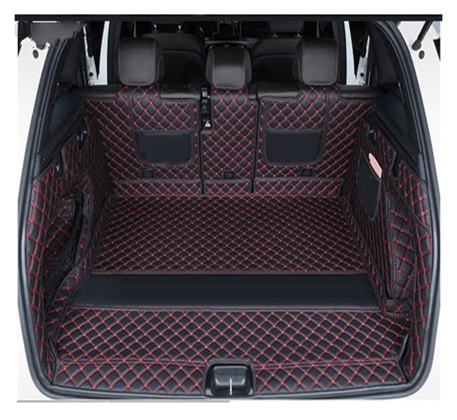 Kofferraumwanne Schutzmatte Auto-Kofferraummatte Kofferraumwanne Ladeboden Teppich Tablettschutz Hunde-/Haustierabdeckungen Für Q5 Für Q5L 2018 2019 Auto Kofferraummatten(Black red Wire) von WYLWSHA