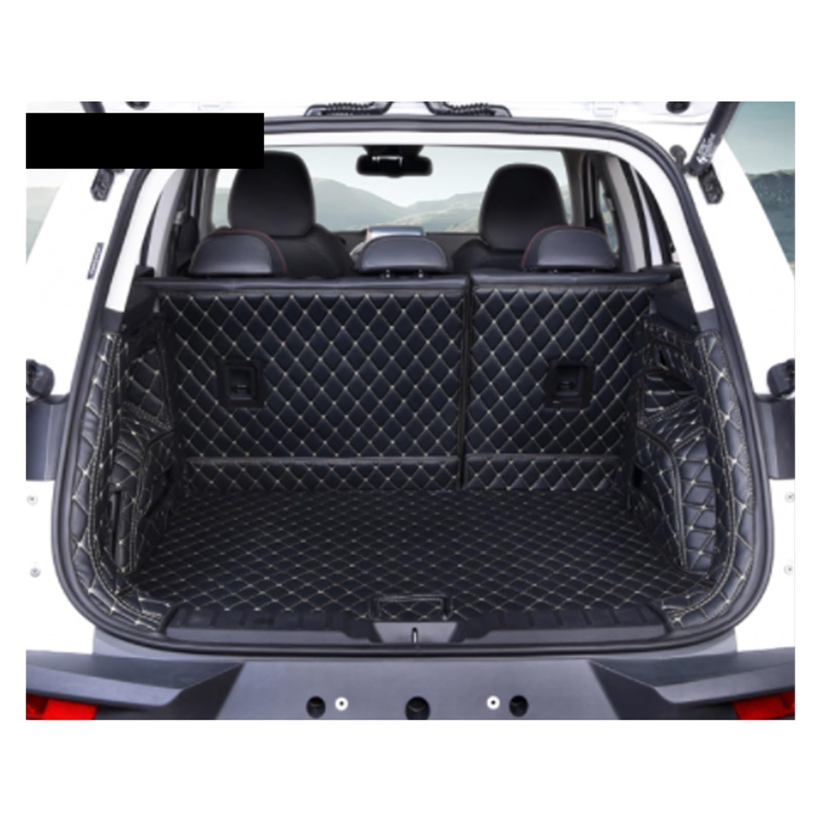 Kofferraumwanne Schutzmatte Auto-Kofferraummatten Anti-Schmutz-Pads Teppiche SUV Für Borgward Für BX5 2017 2018 2019 2020 2021 Auto Kofferraummatten(Black with beige) von WYLWSHA