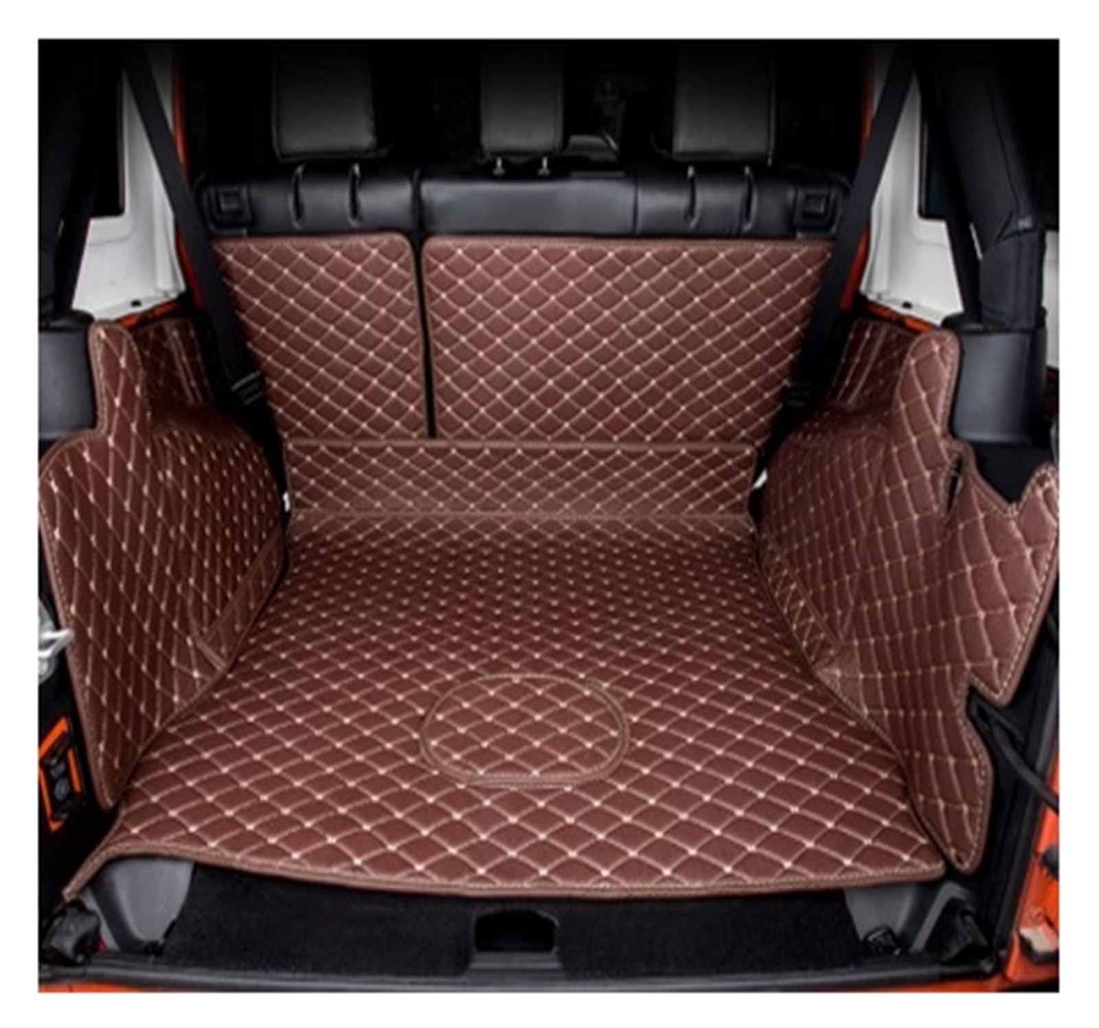 Kofferraumwanne Schutzmatte Kofferraummatten Cargo-Matten Kofferraumteppiche Für Jeep Für Wrangler Für JK 2007 2008 2009 2010 2011 2012 2013 2014 2015 2016 2017 2018 Auto Kofferraummatten(Beige coffee von WYLWSHA