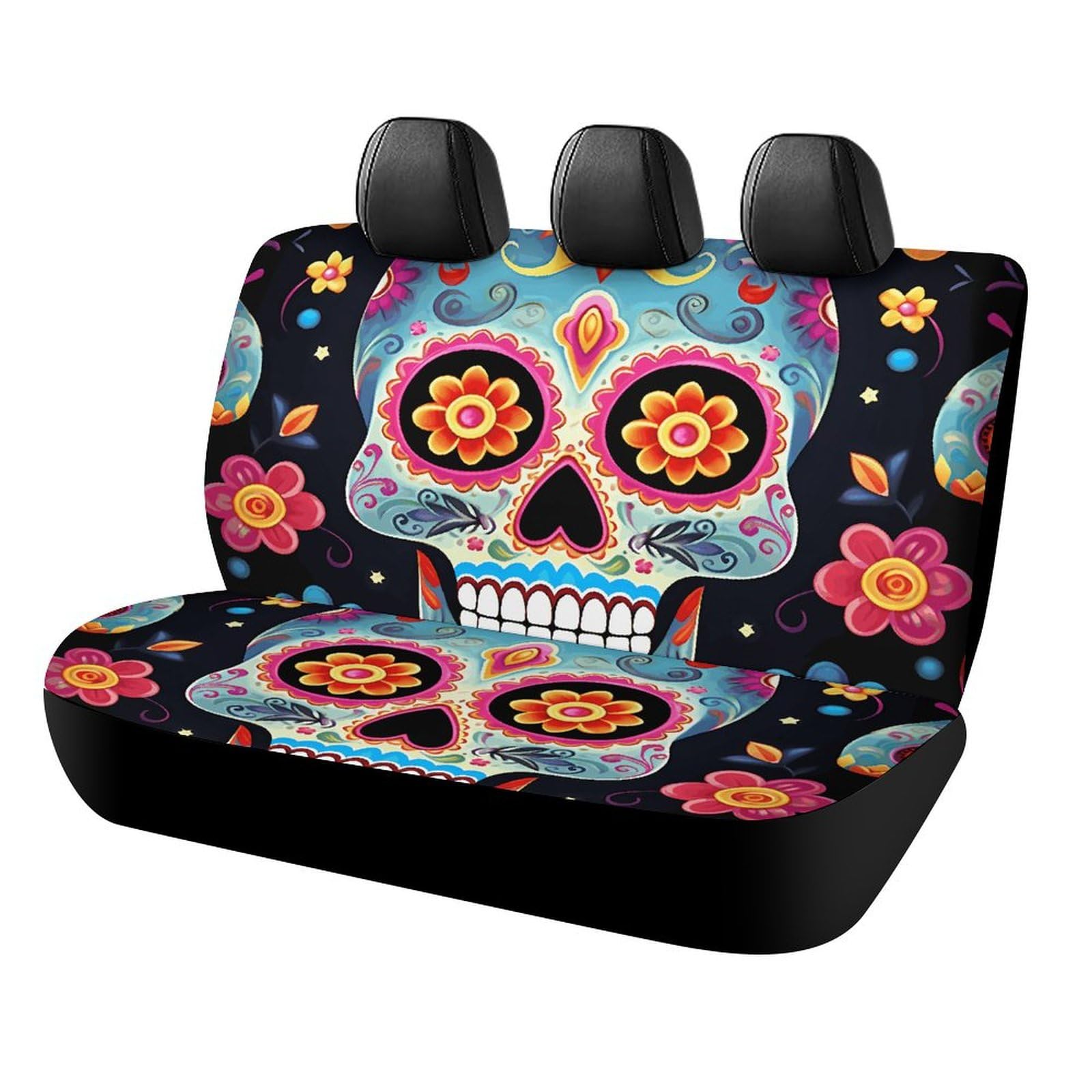 WYUSPGK Autositzbezug Sugar Skulls Print Rücksitzbezug Auto Sitzbezug Universal Autositzbezug Autositzschoner WYUSPGK Autositzbezug Sugar Skulls Print Rücksitzbezug Auto Sitzbezug Universal Autositzbezug Autositzschoner von WYUSPGK