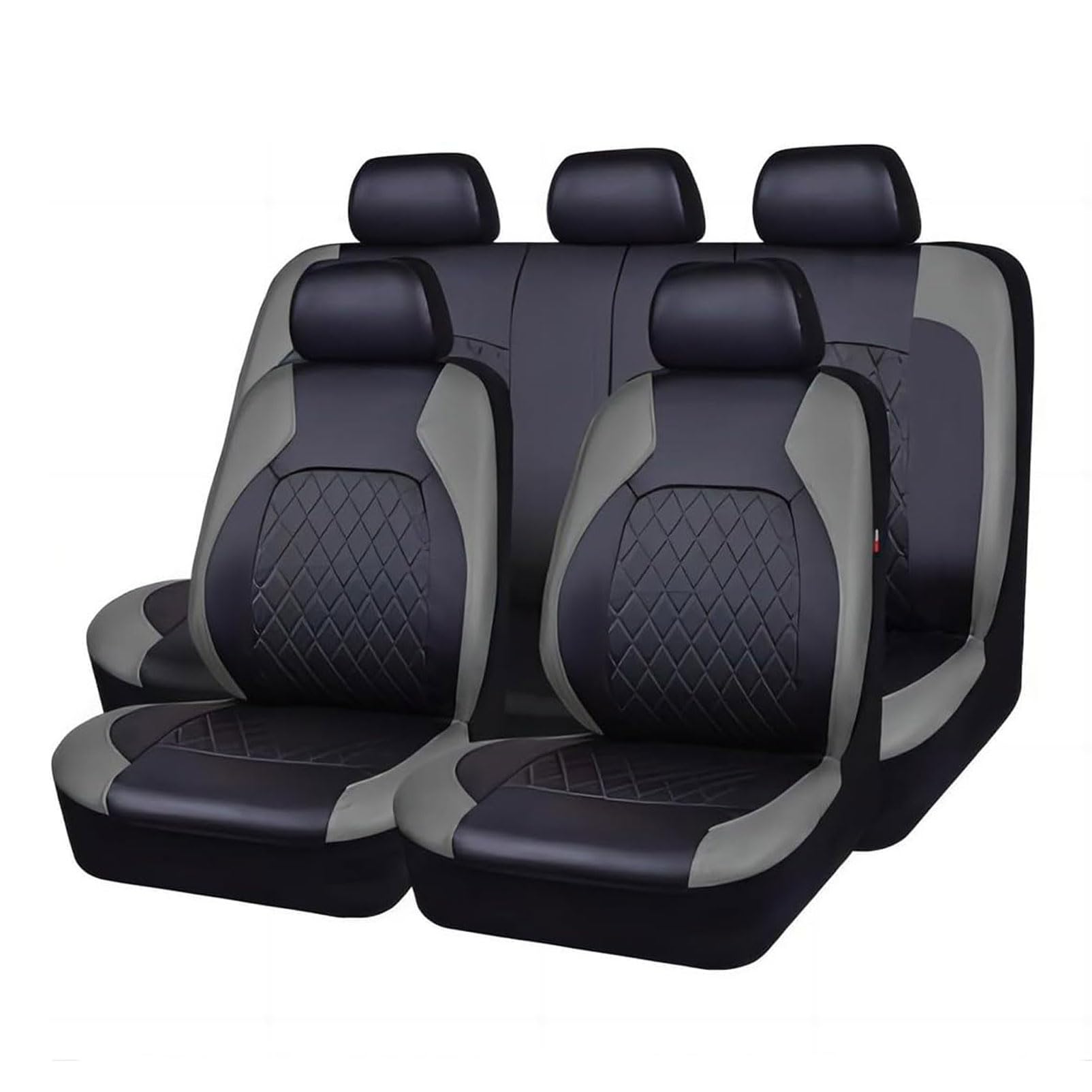 WYXFCBF 9 Stück Sitzbezüge Auto für Dacia Dokker/Duster Van/Jogger Extreme/Lodgy Stepway/Logan 2000-2024, Autositzbezüge Bequem Atmungsaktiv Leder Sitzschoner Innenraum Zubehör,Grey von WYXFCBF