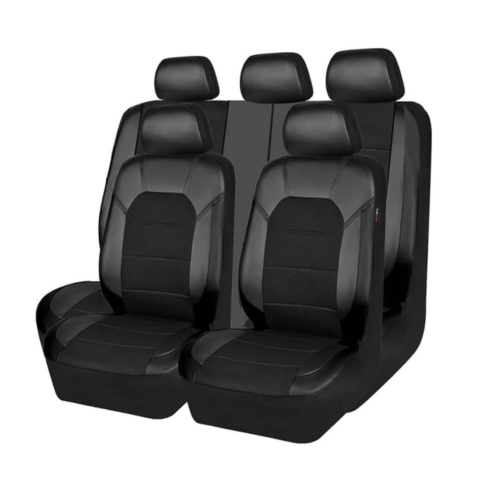 WYXFCBF 9 Stück Sitzbezüge Auto für Mitsubishi Eclipse Cross 2017 2018 2019 2020 2021 2022 2023 2024, Autositzbezüge Bequem Atmungsaktiv Leder Sitzschoner Innenraum Zubehör,Black von WYXFCBF