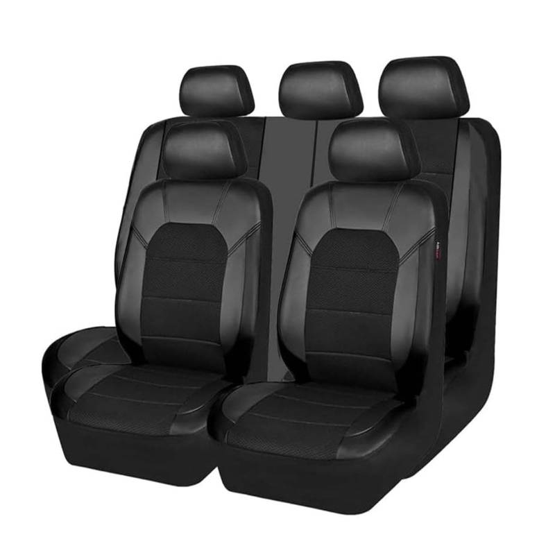 WYXFCBF 9 Stück Sitzbezüge Auto für Mitsubishi Eclipse Cross 2017 2018 2019 2020 2021 2022 2023 2024, Autositzbezüge Bequem Atmungsaktiv Leder Sitzschoner Innenraum Zubehör,Black von WYXFCBF