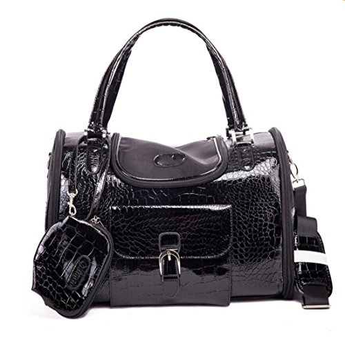 WYXIN Haustier-Fördermaschine-Hundetote-Tasche Weich-PVC-Handtaschen-Reise-Geldbeutel für kleines Haustier, Schwarzes - S (34 * 22 * ??20cm) , black , S von WYXIN