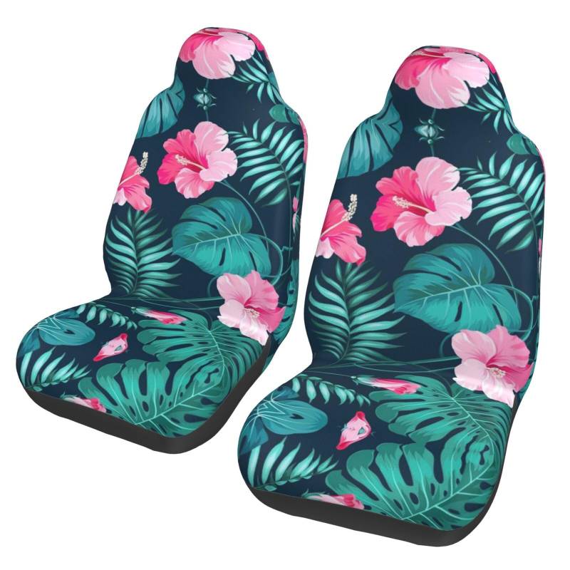 WYYDPPLK Autositzbezüge Hawaii Pink Flower mit Volldruck Design - strapazierfähiges Polyester-Material, einfach zu installieren und zu reinigen, universelle Passform für Autos, SUVs, LKWs von WYYDPPLK