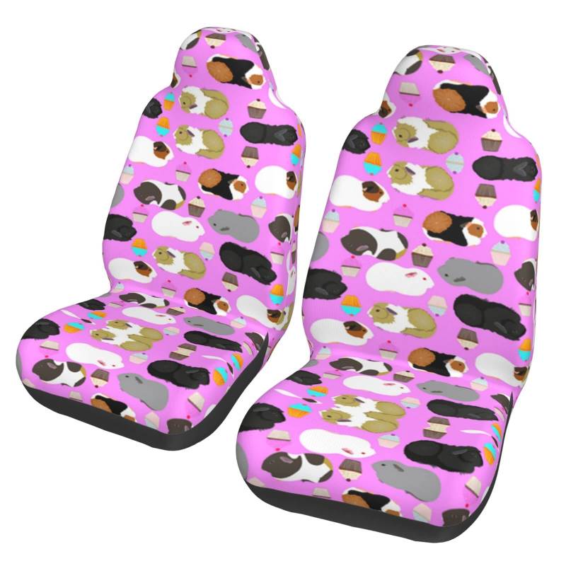 WYYDPPLK Autositzbezüge mit Motiv Meerschweinchen und Cupcakes mit Volldruck-Design, strapazierfähiges Polyester-Material, einfach zu installieren und zu reinigen, universelle Passform für Autos, SUVs von WYYDPPLK