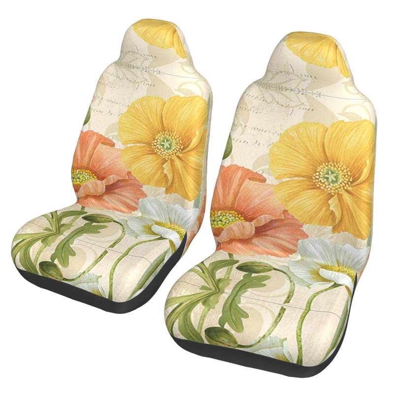 WYYDPPLK Autositzbezüge mit Volldruck-Design, Pastellmohnblumen-Design, strapazierfähiges Polyester-Material, einfach zu installieren und zu reinigen, universelle Passform für Autos, SUVs, LKWs von WYYDPPLK