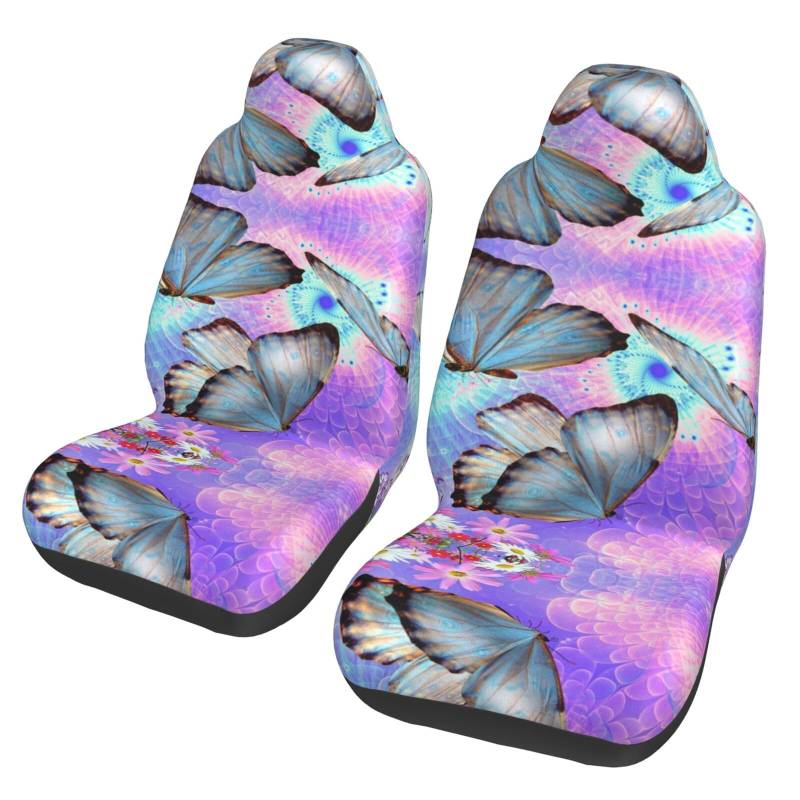 WYYDPPLK Autositzbezüge mit buntem Schmetterlings-Design, strapazierfähiges Polyester-Material, einfach zu installieren und zu reinigen, universelle Passform für Autos, SUVs, LKWs von WYYDPPLK