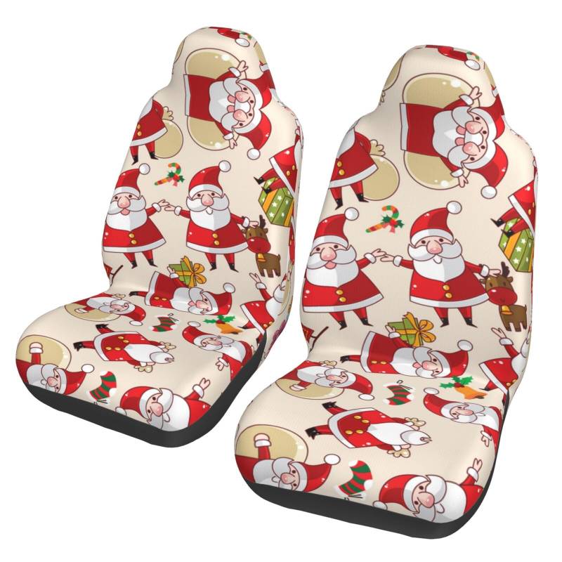 WYYDPPLK Autositzbezüge mit weihnachtlichem Cartoon-Weihnachtsmann-Design, strapazierfähiges Polyester-Material, einfach zu installieren und zu reinigen, universelle Passform für Autos, SUVs, LKWs von WYYDPPLK