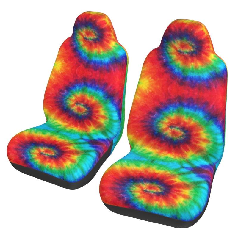 WYYDPPLK Batik-Regenbogen-Autositzbezüge mit Volldruck-Design, strapazierfähiges Polyester-Material, einfach zu installieren und zu reinigen, universelle Passform für Autos, SUVs, LKWs von WYYDPPLK