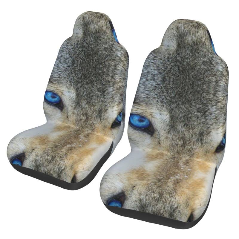 WYYDPPLK Blue Eyes Wolf Autositzbezüge mit Volldruck-Design, strapazierfähiges Polyester-Material, einfach zu installieren und zu reinigen, universelle Passform für Autos, SUVs, LKWs von WYYDPPLK