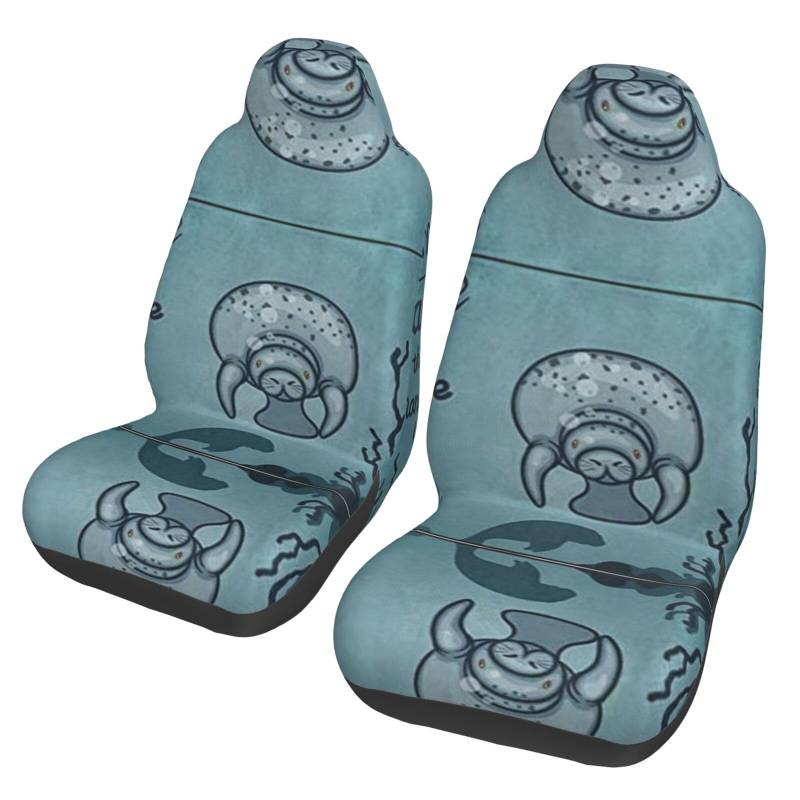 WYYDPPLK Crazy Save Manatee Autositzbezüge mit Volldruck-Design, strapazierfähiges Polyester-Material, einfach zu installieren und zu reinigen, universelle Passform für Autos, SUVs, LKWs von WYYDPPLK