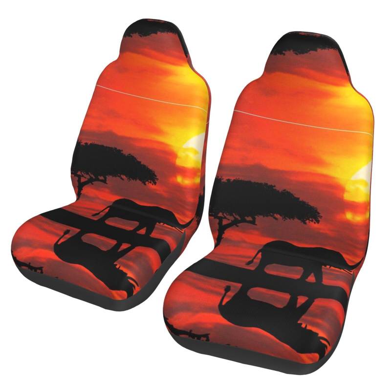 WYYDPPLK Elephant Sunset Autositzbezüge mit Volldruck-Design, strapazierfähiges Polyester-Material, einfach zu installieren und zu reinigen, universelle Passform für Autos, SUVs, LKWs von WYYDPPLK