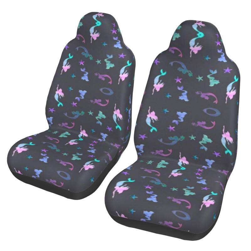 WYYDPPLK Farbige, schöne Meerjungfrau-Autositzbezüge mit Volldruck-Design, strapazierfähiges Polyester-Material, einfach zu installieren und zu reinigen, universelle Passform für Autos, SUVs, LKWs von WYYDPPLK