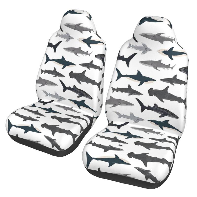 WYYDPPLK Fish and Shark Autositzbezüge mit Volldruck-Design, strapazierfähiges Polyester-Material, einfach zu installieren und zu reinigen, universelle Passform für Autos, SUVs, LKWs von WYYDPPLK
