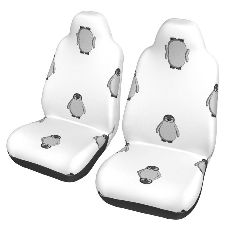 WYYDPPLK Graue Pinguin-Autositzbezüge mit Volldruck-Design, strapazierfähiges Polyester-Material, einfach zu installieren und zu reinigen, universelle Passform für Autos, SUVs, LKWs von WYYDPPLK