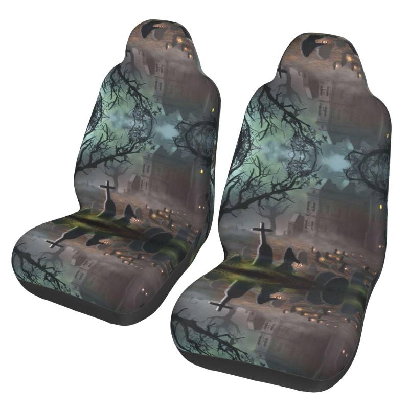 WYYDPPLK Halloween Horror Autositzbezüge mit Volldruck-Design, strapazierfähiges Polyester-Material, einfach zu installieren und zu reinigen, universelle Passform für Autos, SUVs, LKWs von WYYDPPLK