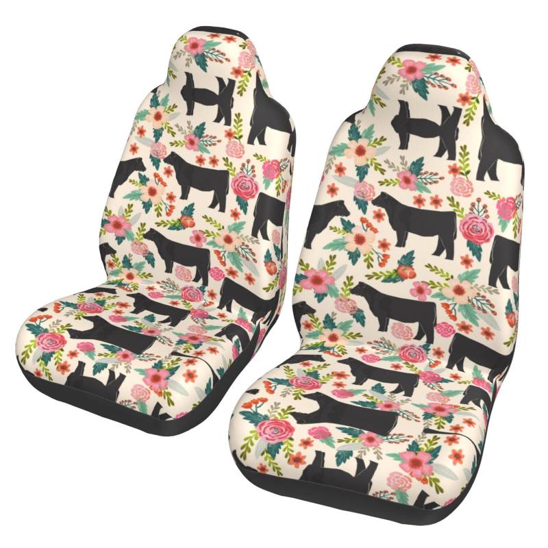 WYYDPPLK Pink Flower Show Auto-Sitzbezüge mit vollständigem Druck-Design, strapazierfähiges Polyester-Material, einfach zu installieren und zu reinigen, universelle Passform für Autos, SUVs, LKWs von WYYDPPLK