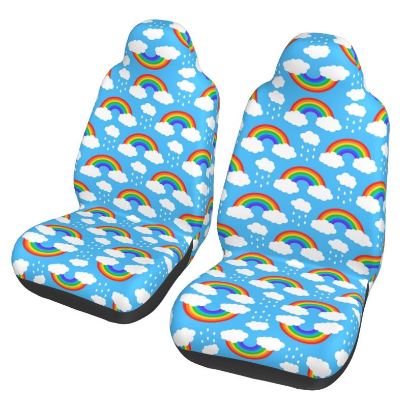 WYYDPPLK Rainbow Clouds Autositzbezüge mit Volldruck-Design, strapazierfähiges Polyester-Material, einfach zu installieren und zu reinigen, universelle Passform für Autos, SUVs, LKWs von WYYDPPLK