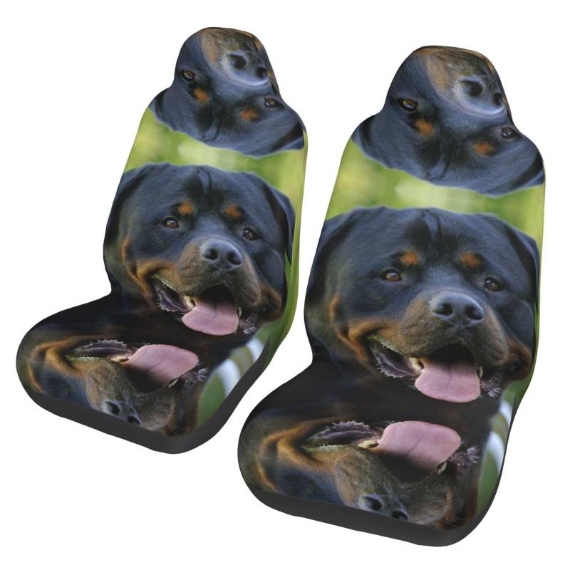 WYYDPPLK Rottweiler Tapete, Autositzbezüge mit Volldruck-Design, strapazierfähiges Polyester-Material, einfach zu installieren und zu reinigen, universelle Passform für Autos, SUVs, LKWs von WYYDPPLK